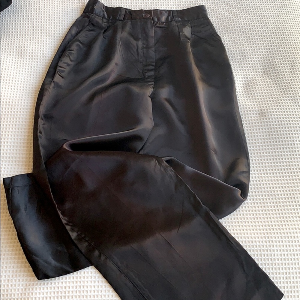 Vintage super high waist satin pleated pants Small